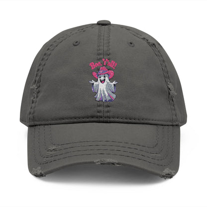 Embroidered "Boo Y'all" Distressed Dad Hat: Southern Halloween Baseball Cap