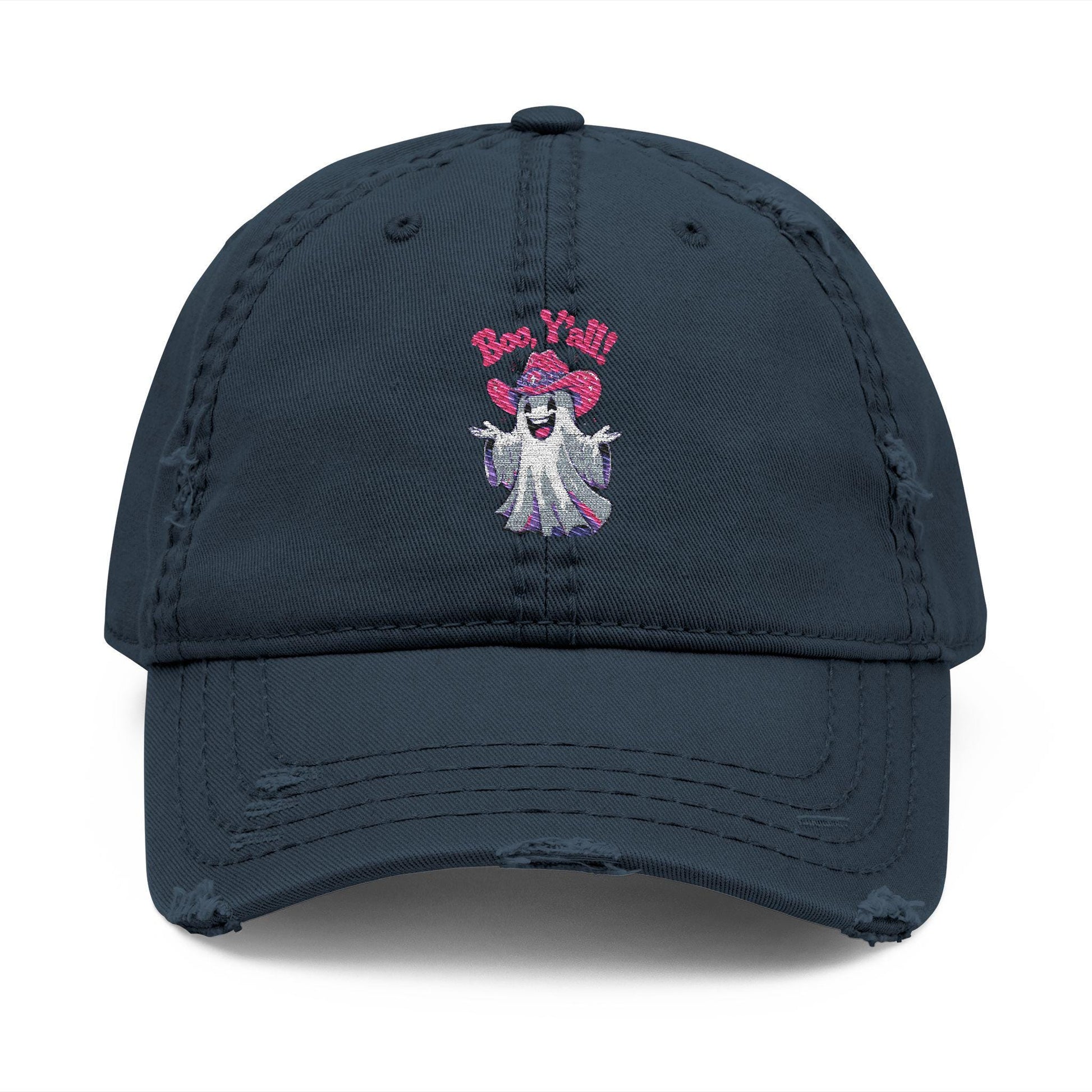 Embroidered "Boo Y'all" Distressed Dad Hat: Southern Halloween Baseball Cap