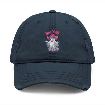 Embroidered "Boo Y'all" Distressed Dad Hat: Southern Halloween Baseball Cap