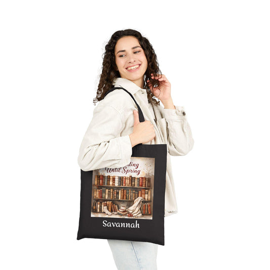 Introverting Until Spring Tote Bag: Book Lover's Cotton Canvas Carryall
