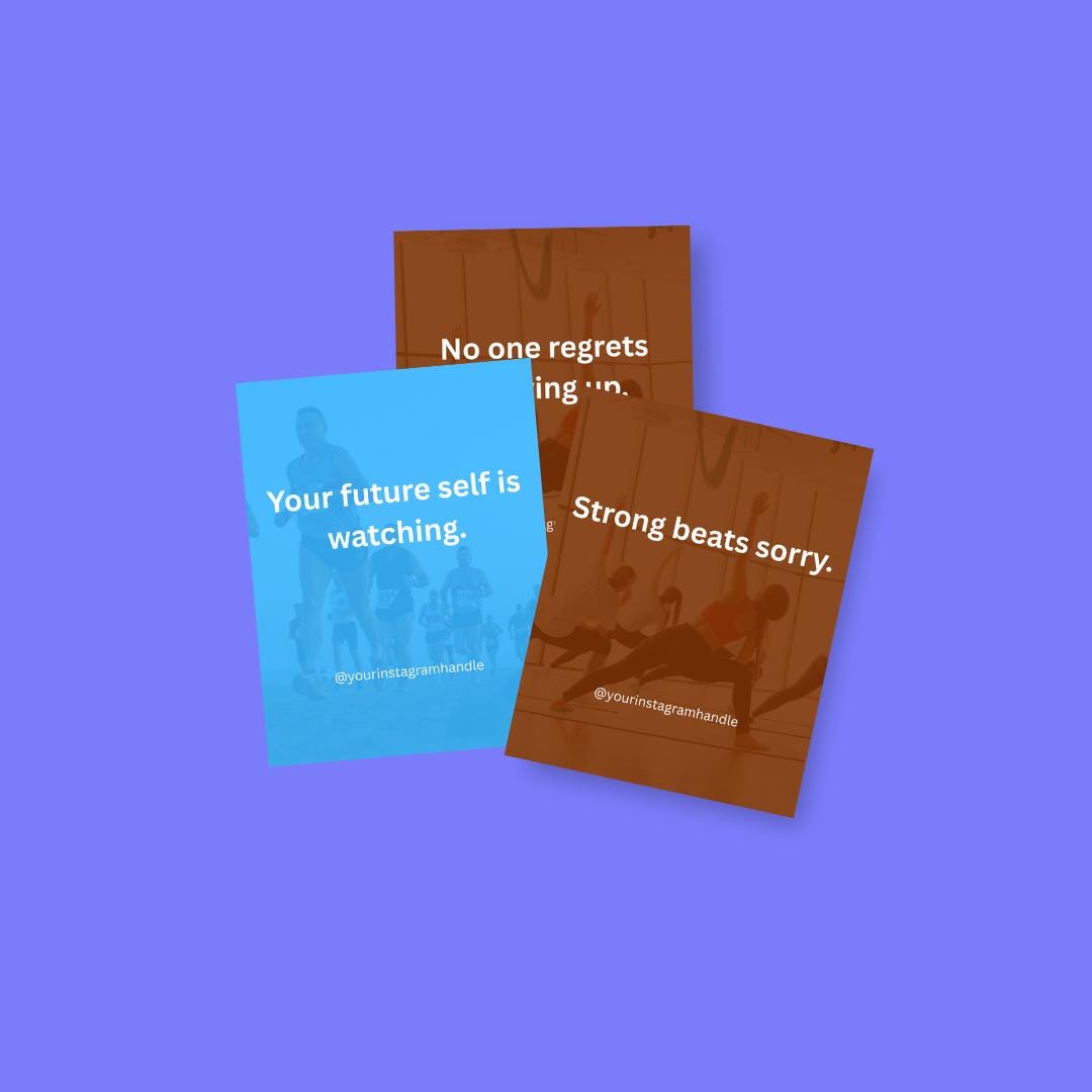 100 Fitness Motivation Quotes Canva Template: Editable Wellness Social Media Graphics (Digital Download)