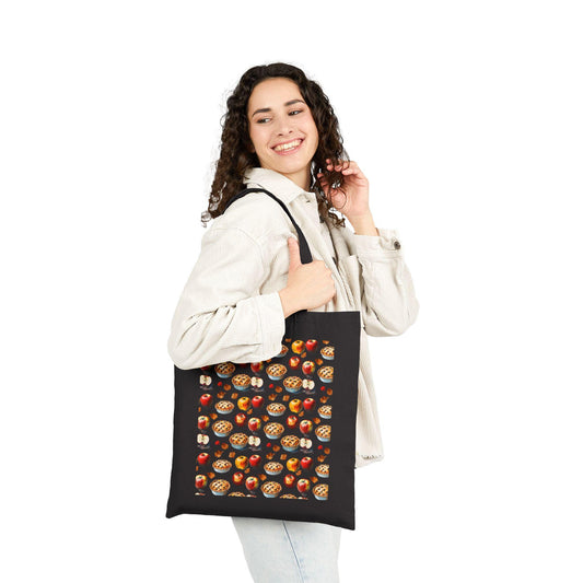 Cute Foodie Cotton Canvas Tote Bag, Apple Pie Tote, Shopping Bag for Food Lovers, Grocery Tote, Eco-Friendly Bag, Gift for Chefs & Cooks