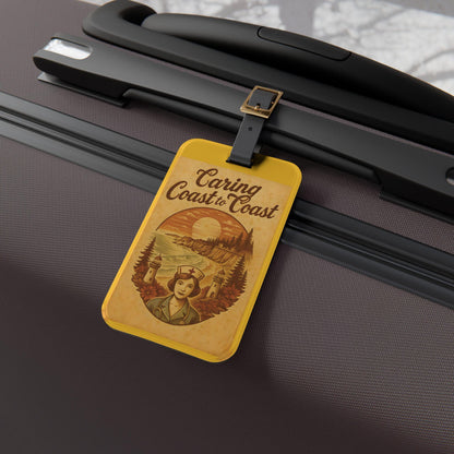 Vintage Travel Nurse Luggage Tag: Oregon Theme, Acrylic with Leather Strap