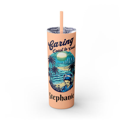 Personalized Travel Nurse Tumbler: Miami Beach Theme, Eco-Friendly Drinkware