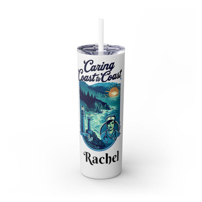 Personalized Coastal Travel Nurse Tumbler: Oregon Nautical Theme, 20oz Insulated Water Bottle