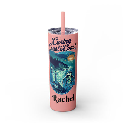 Personalized Coastal Travel Nurse Tumbler: Oregon Nautical Theme, 20oz Insulated Water Bottle