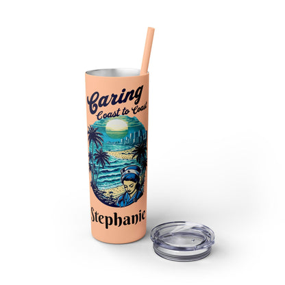 Personalized Travel Nurse Tumbler: Miami Beach Theme, Eco-Friendly Drinkware