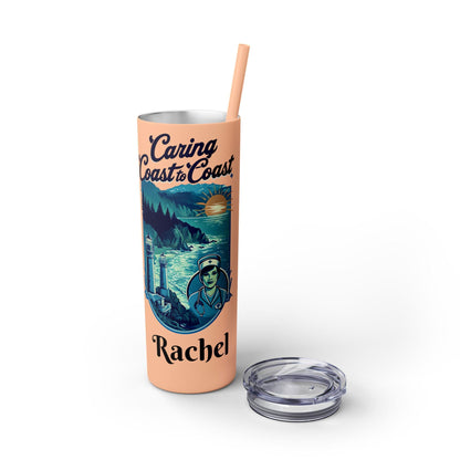 Personalized Coastal Travel Nurse Tumbler: Oregon Nautical Theme, 20oz Insulated Water Bottle