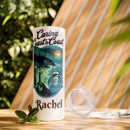 Personalized Coastal Travel Nurse Tumbler: Oregon Nautical Theme, 20oz Insulated Water Bottle