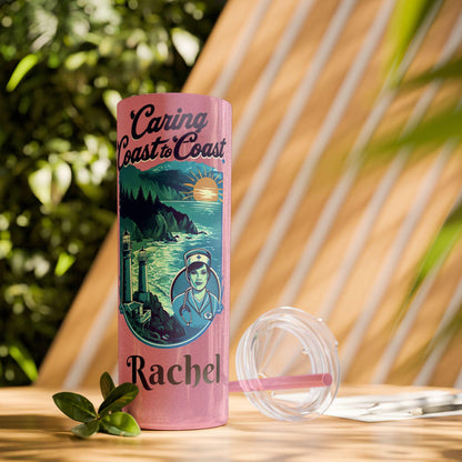 Personalized Coastal Travel Nurse Tumbler: Oregon Nautical Theme, 20oz Insulated Water Bottle
