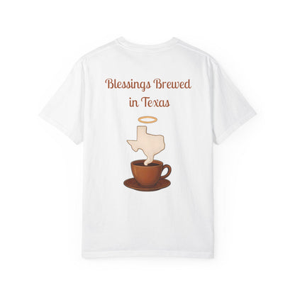 Blessings Brewed T-Shirt, Faith-Inspired Tee, Coffee Lover Gift, Texas Pride Apparel, Unisex Casual Wear