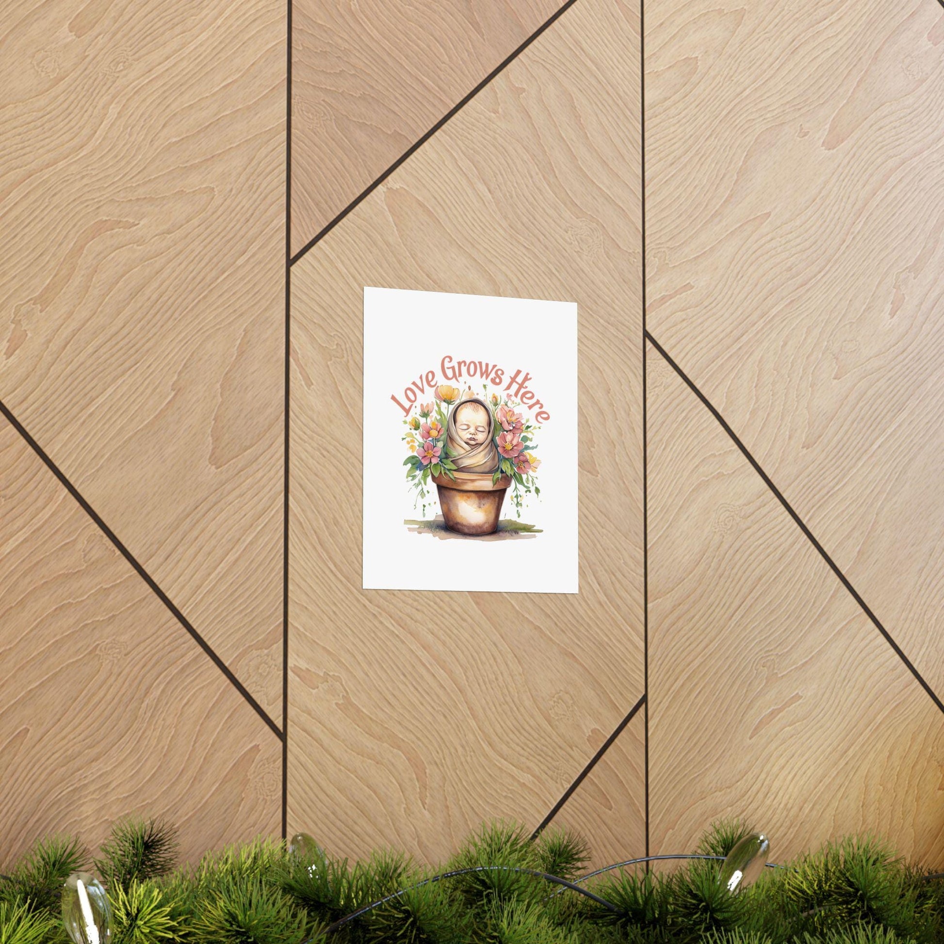Love Grows Here Floral Nursery Print: Inspirational Wall Art