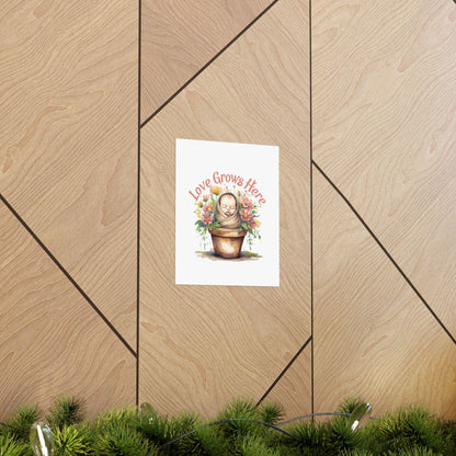 Love Grows Here Floral Nursery Print: Inspirational Wall Art
