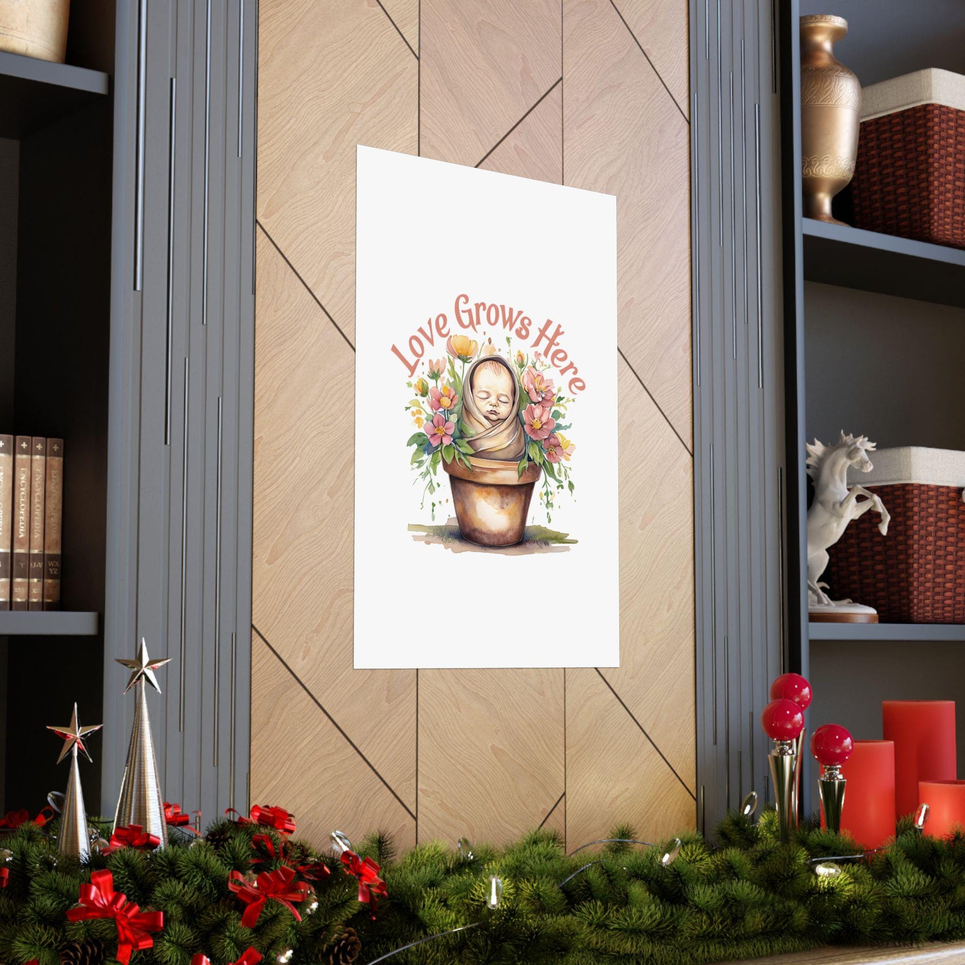 Love Grows Here Floral Nursery Print: Inspirational Wall Art