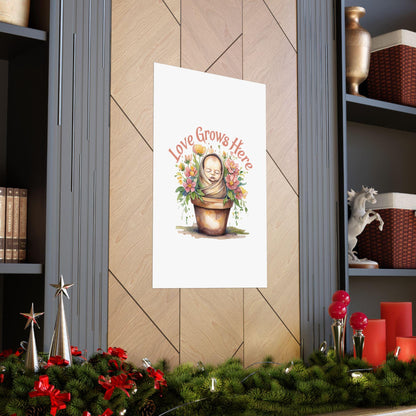 Love Grows Here Floral Nursery Print: Inspirational Wall Art