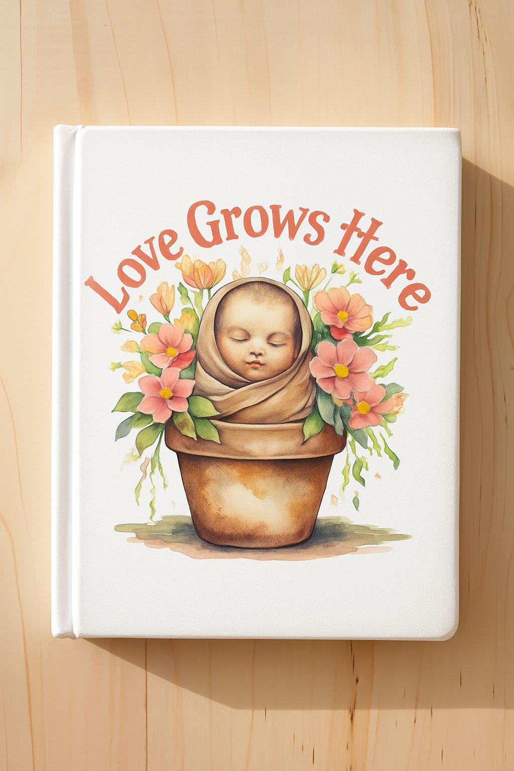 Love Grows Here Floral Baby Art: NICU & Nursery Decor PNG