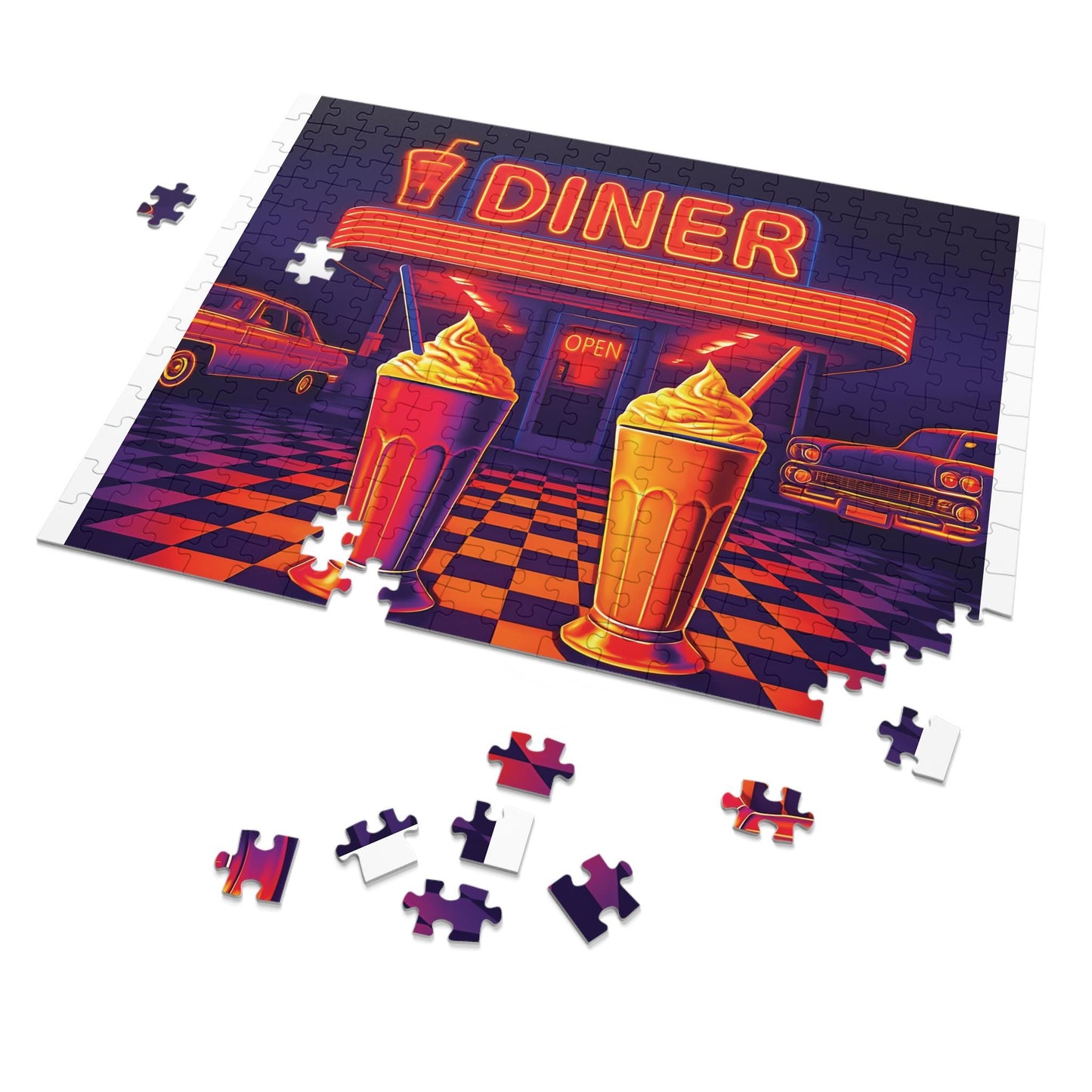 Retro Diner Jigsaw Puzzle with Tin: Nostalgic Family Game