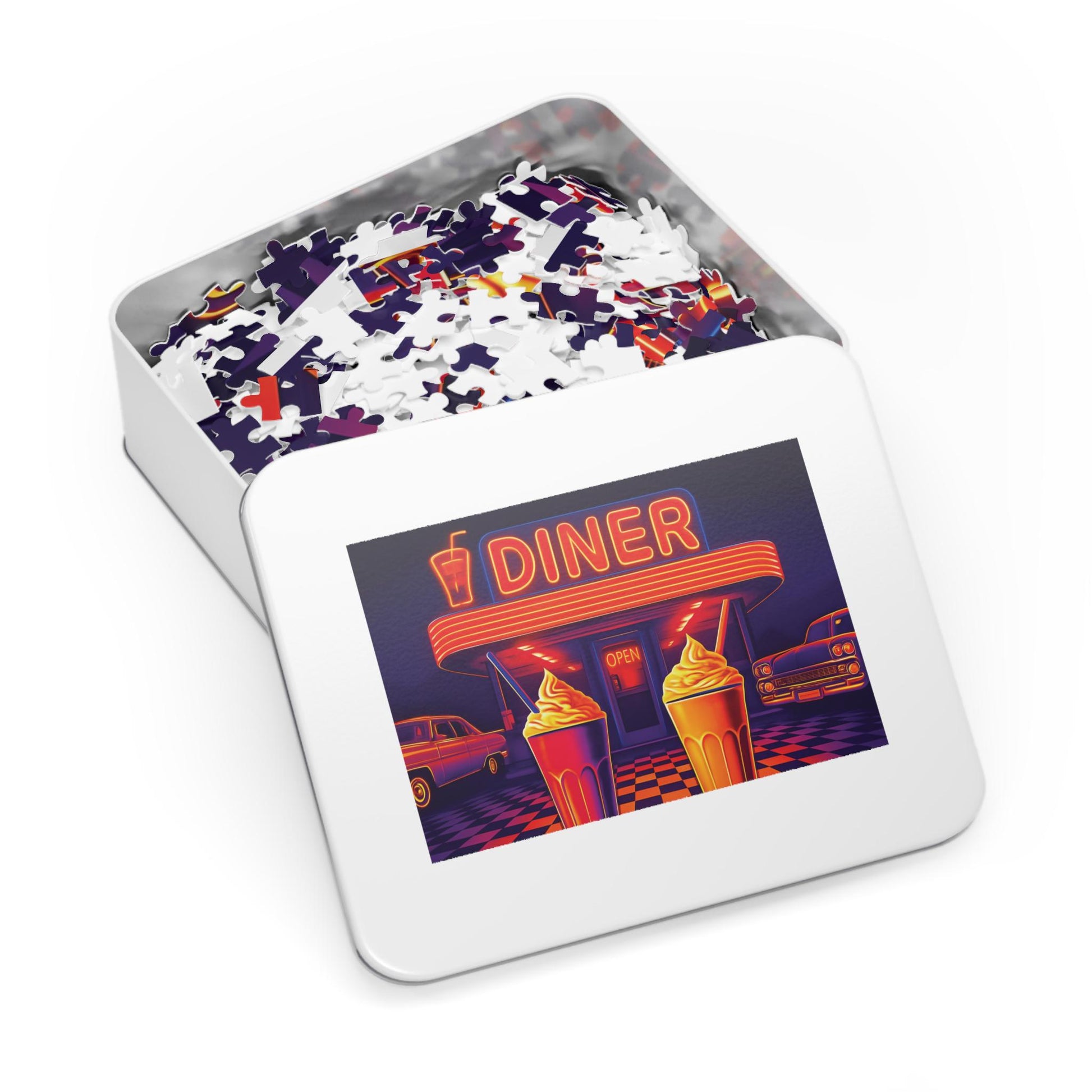Retro Diner Jigsaw Puzzle with Tin: Nostalgic Family Game