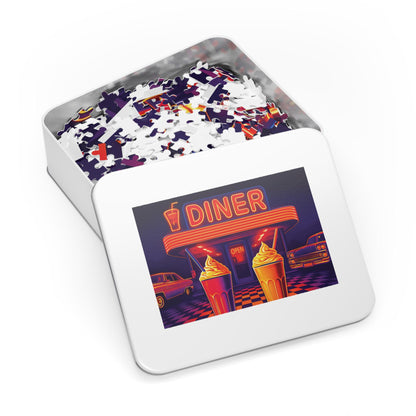 Retro Diner Jigsaw Puzzle with Tin: Nostalgic Family Game