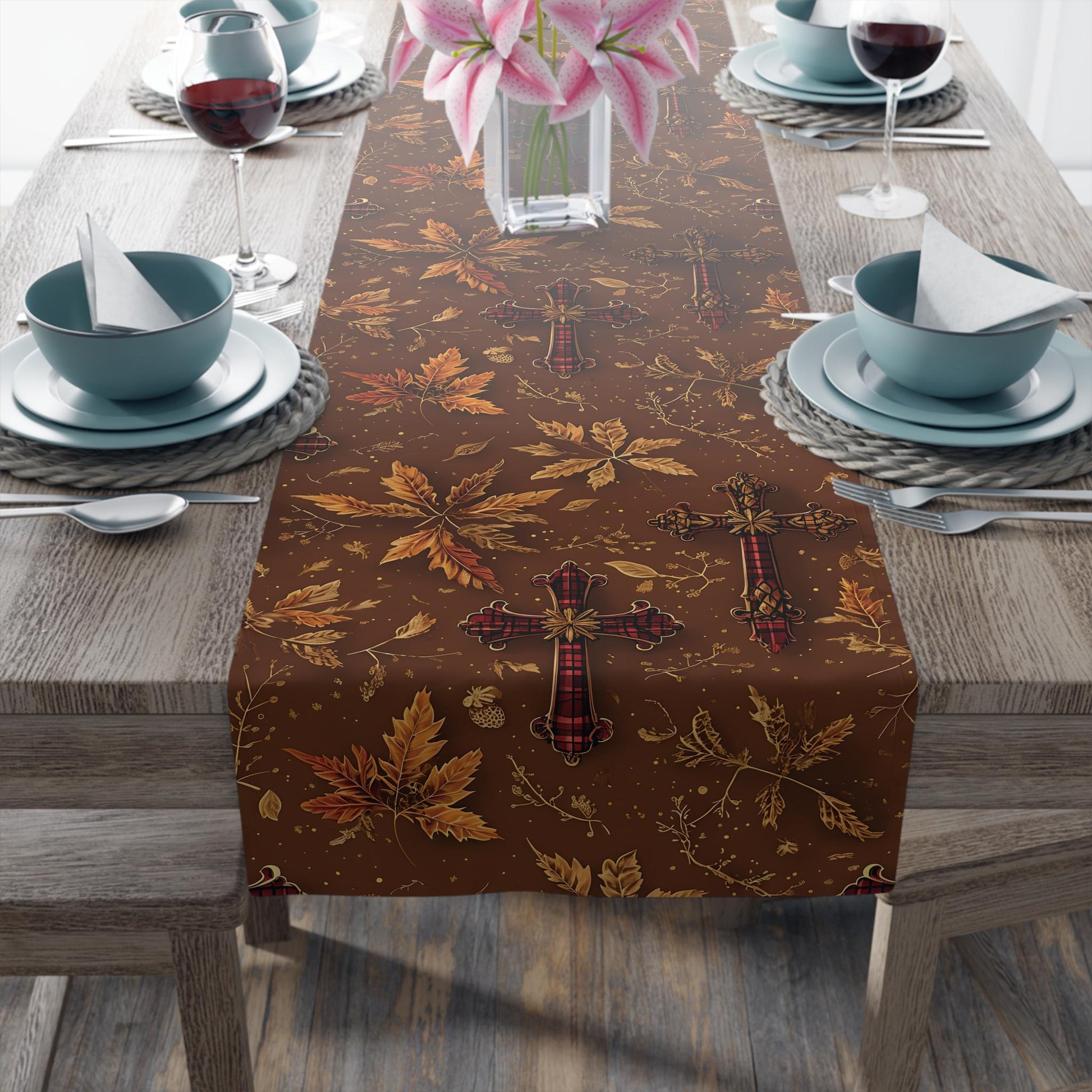 Rustic Floral Table Runner: Vintage Style Autumn Decor