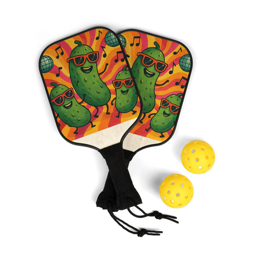 Wooden Pickleball Paddle Set: Fun Family Game with Carry Bag