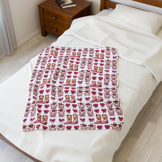 Pink Western Plush Blanket: Glam Cowgirl Home Decor Throw