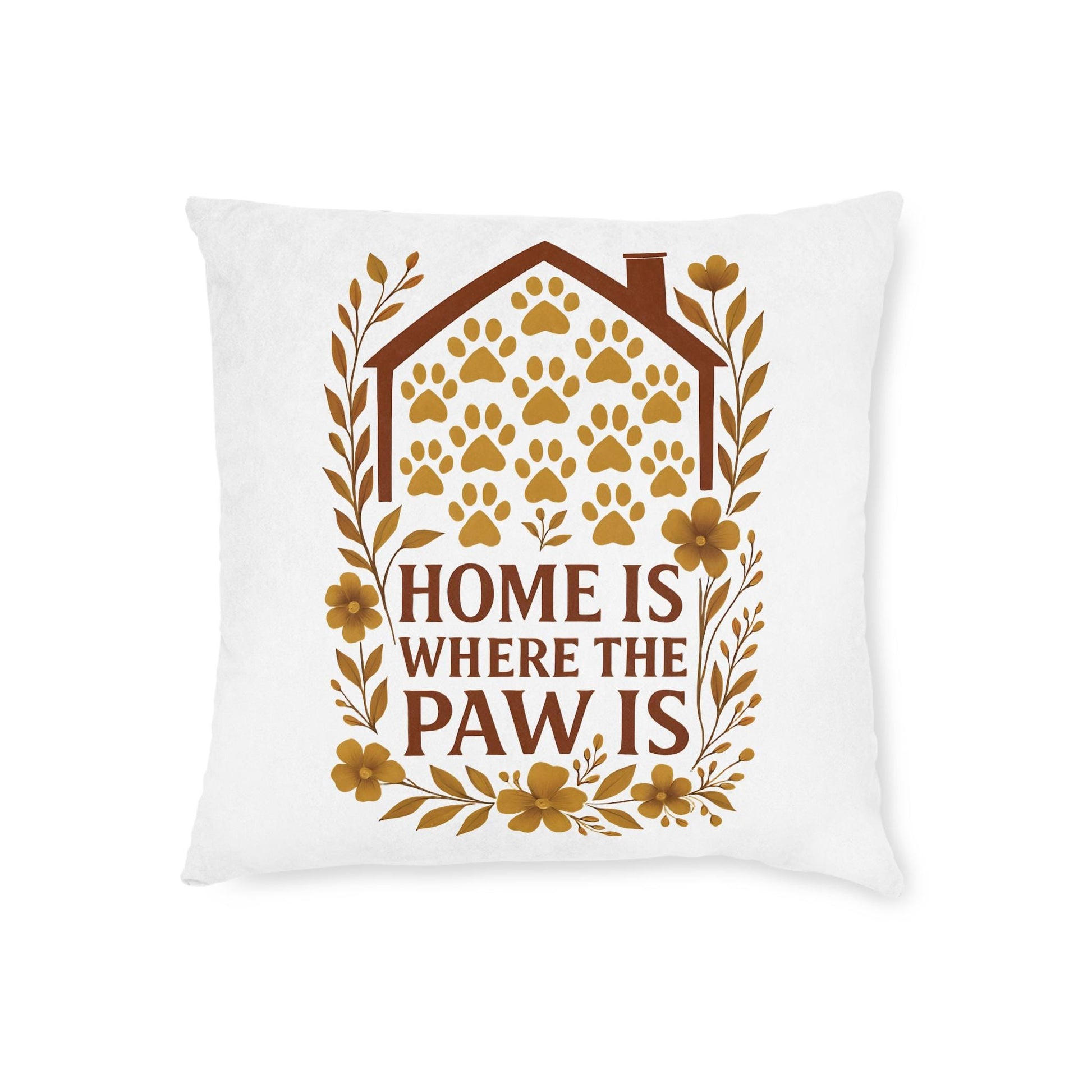 Home is Where the Paw Is Pillow: Cozy Faux Suede Pet Lover Cushion