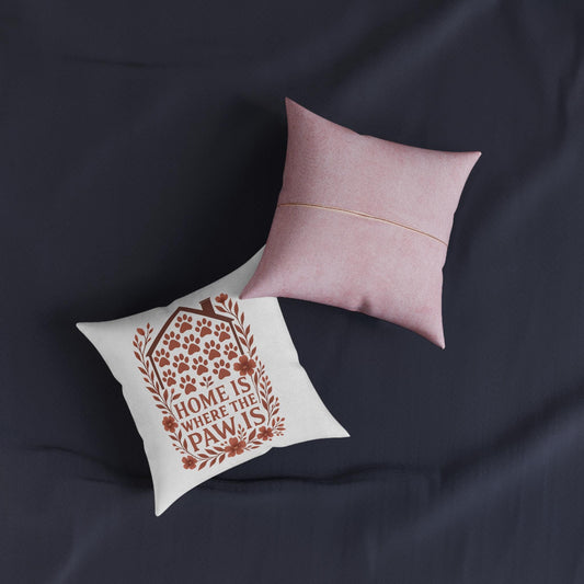 Cozy Faux Suede Pet Lover Pillow: Home is Where the Paw Is