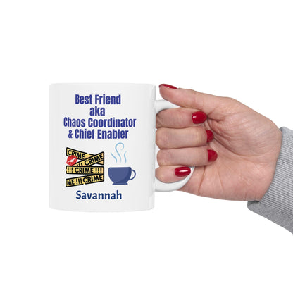 Funny Best Friend Ceramic Mug, Humor Chaos Coordinator Chief Enabler Gift, Coffee Cup, Tea Mug, Sarcastic Coworker Gift, Office Mug