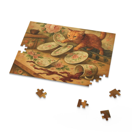 Whimsical Cat Puzzle: Cozy Family Activity, Unique Art