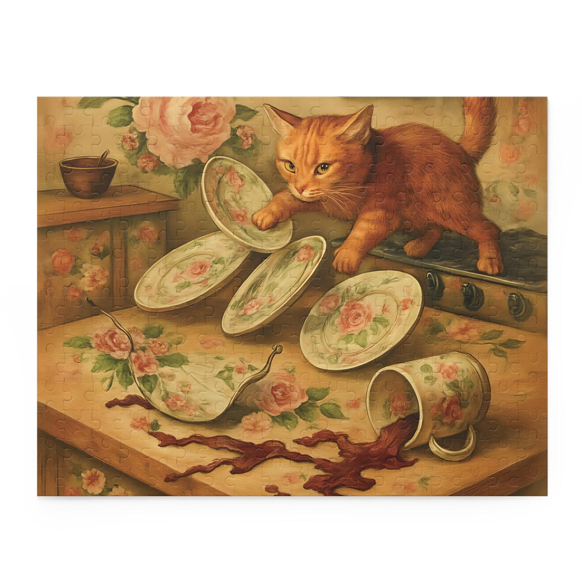Whimsical Cat Puzzle: Cozy Family Activity, Unique Art