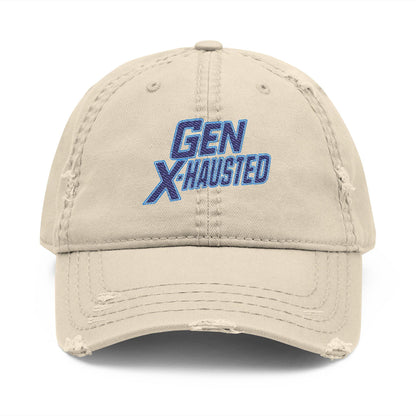Gen X-Hausted Embroidered Dad Hat: Funny Gen X Apparel
