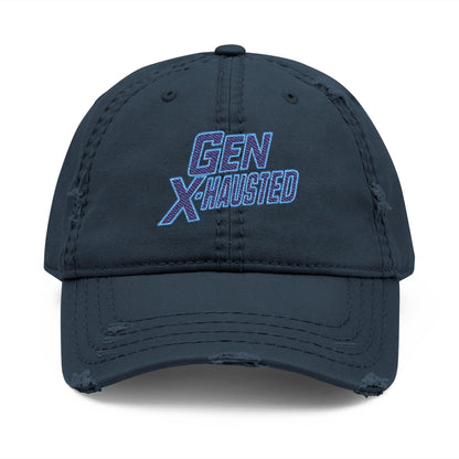 Gen X-Hausted Embroidered Dad Hat: Funny Gen X Apparel