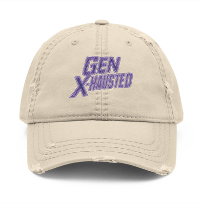 Gen X-Hausted Embroidered Dad Hat: Funny Gen X Apparel