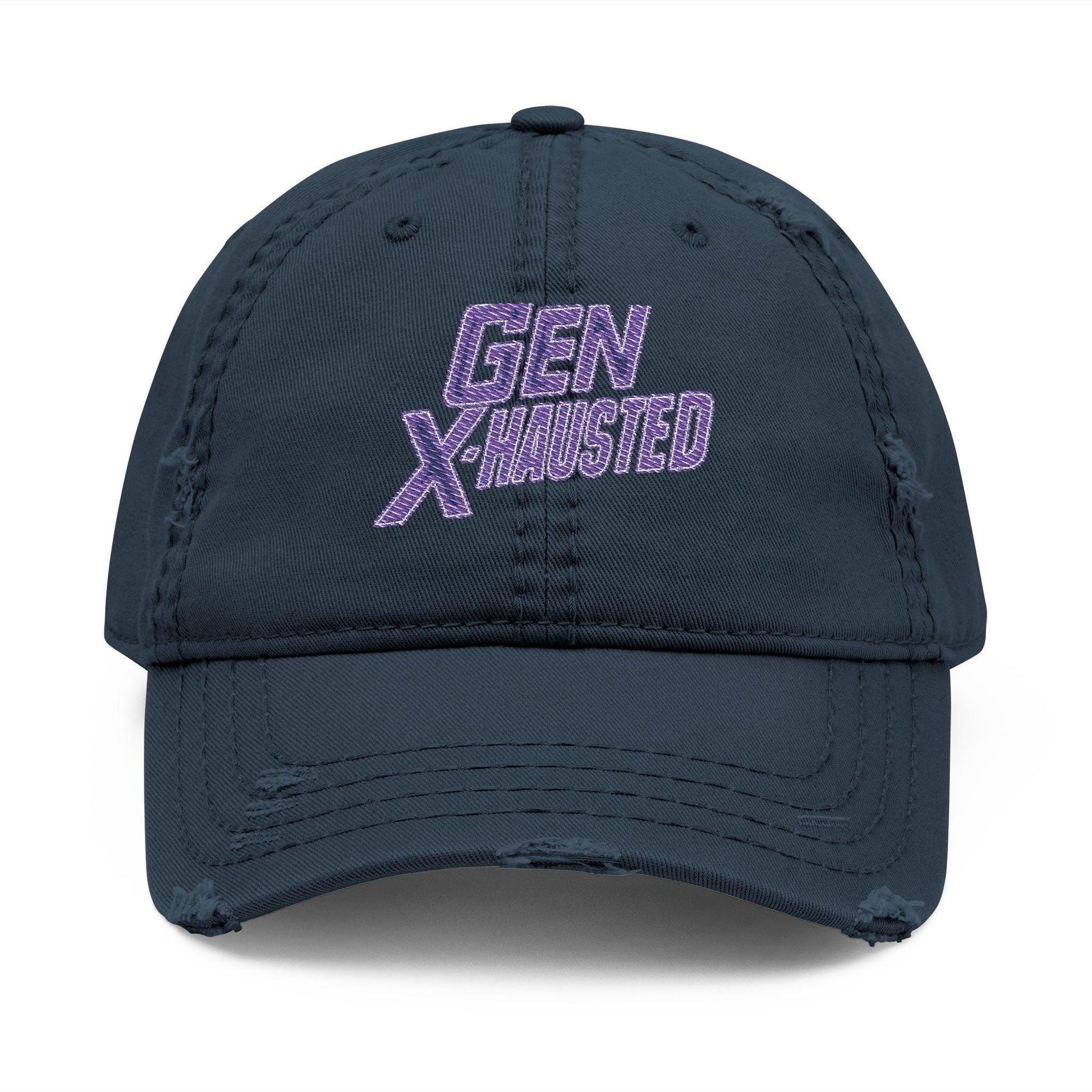 Gen X-Hausted Embroidered Dad Hat: Funny Gen X Apparel