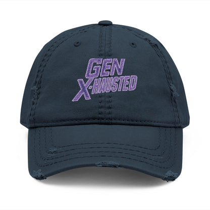 Gen X-Hausted Embroidered Dad Hat: Funny Gen X Apparel