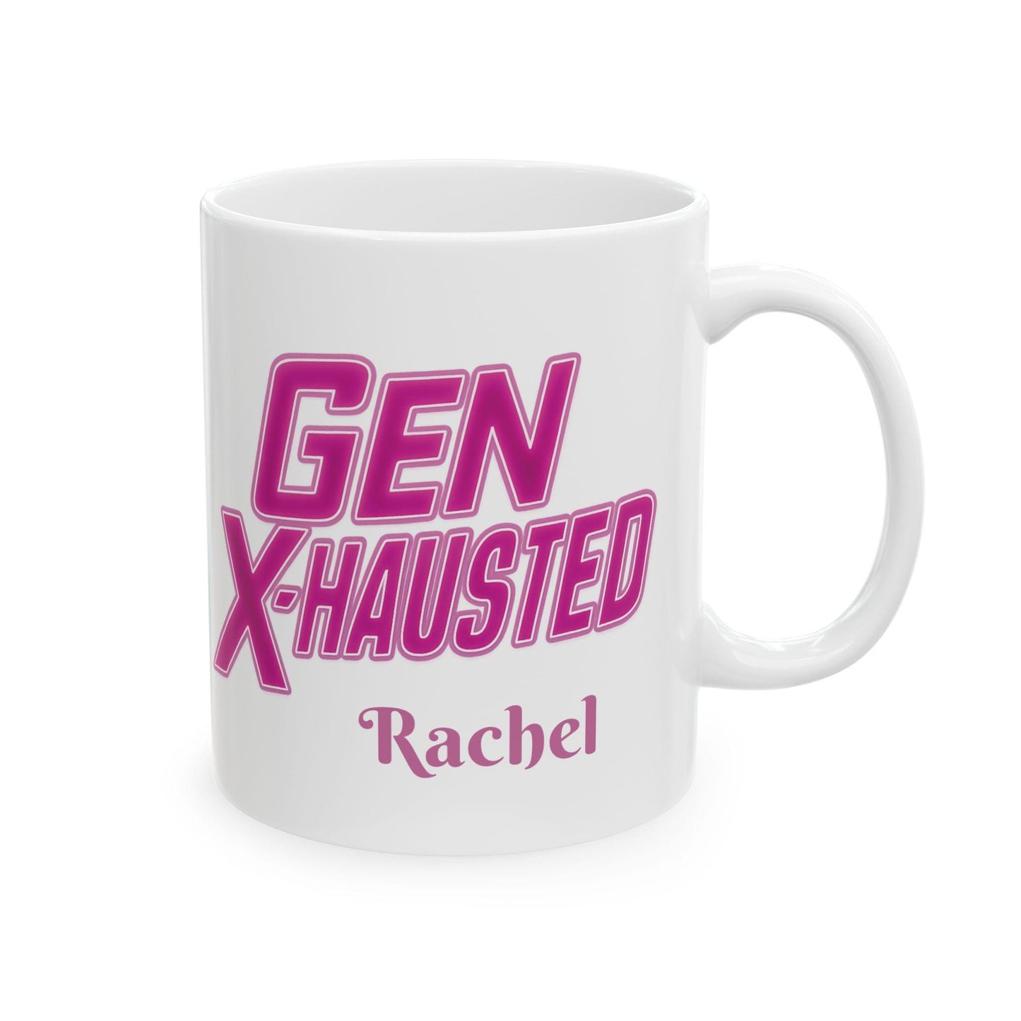 Gen X-Hausted Ceramic Mug: Humorous Quote Coffee Cup