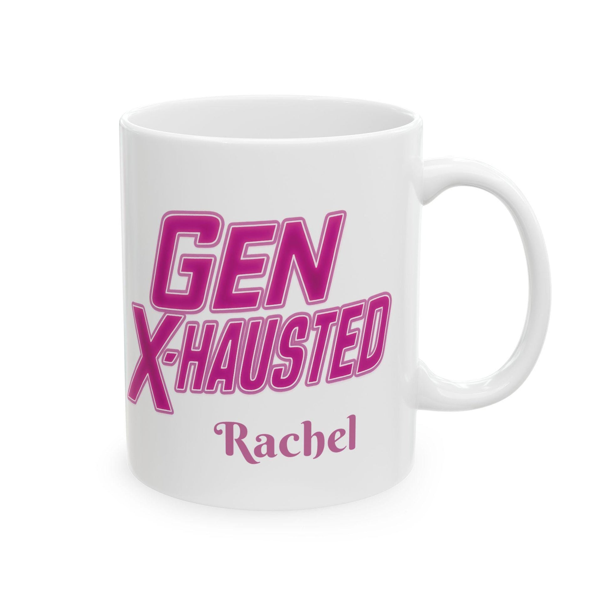 Gen X-Hausted Ceramic Mug: Humorous Quote Coffee Cup