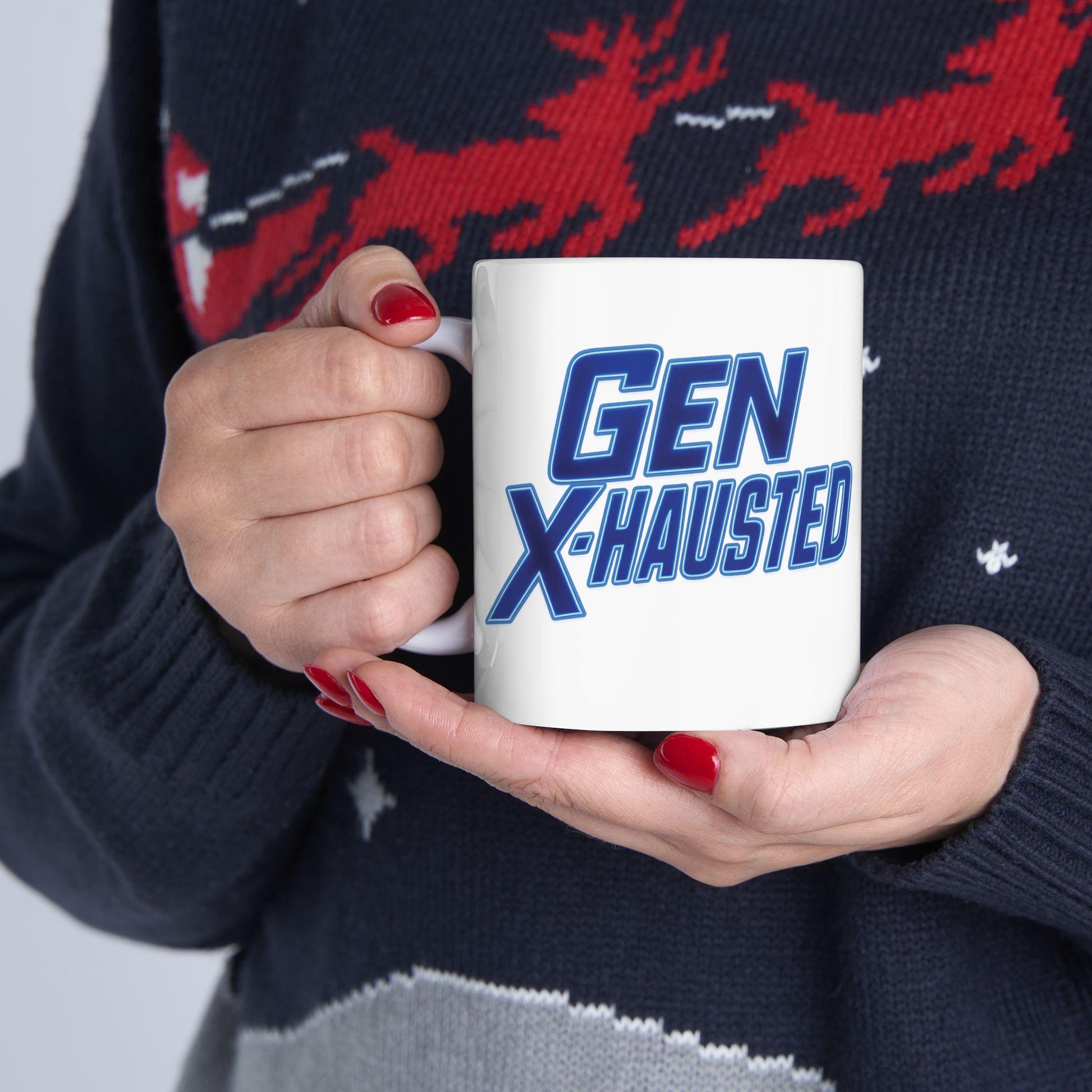 Gen X-Hausted Ceramic Coffee Mug: Funny Sarcastic Office Humor