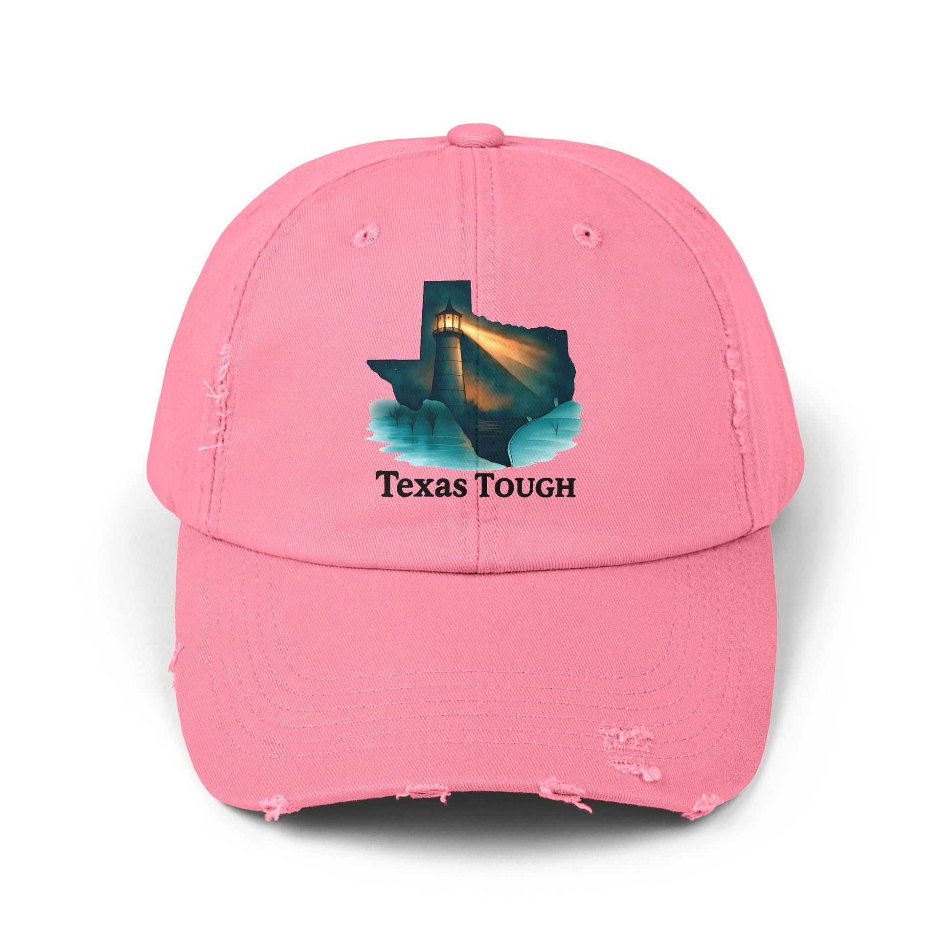 Texas Tough Lighthouse Distressed Cap: Vintage Baseball Hat