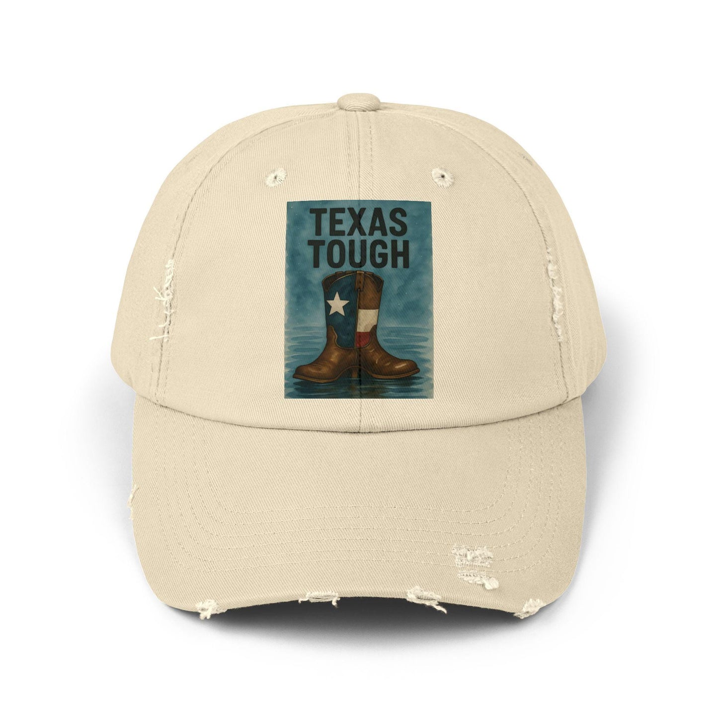 Distressed Texas Cowboy Boots Cap: Unisex Baseball Hat, Texas Flood Support