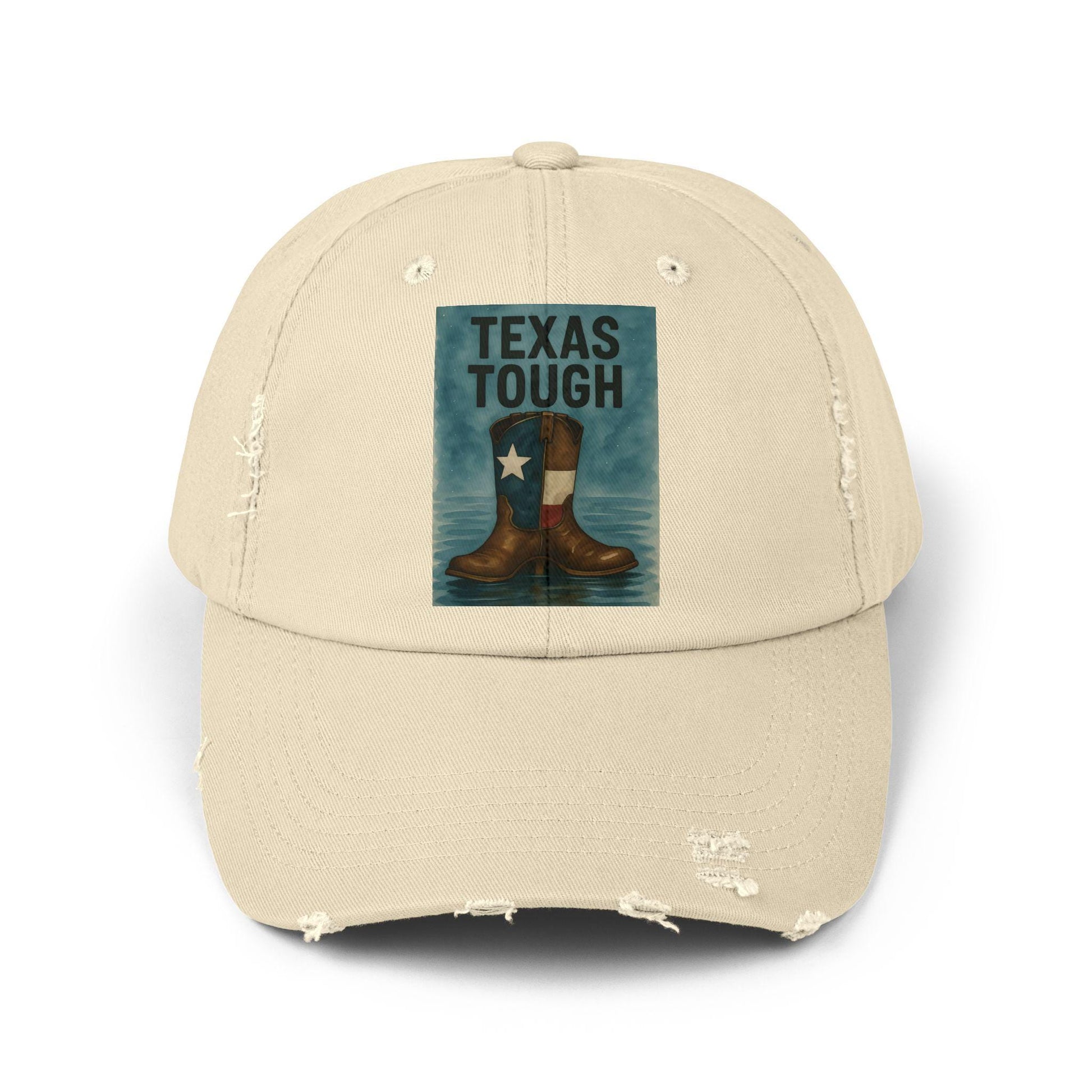 Distressed Texas Cowboy Boots Cap: Unisex Baseball Hat, Texas Flood Support
