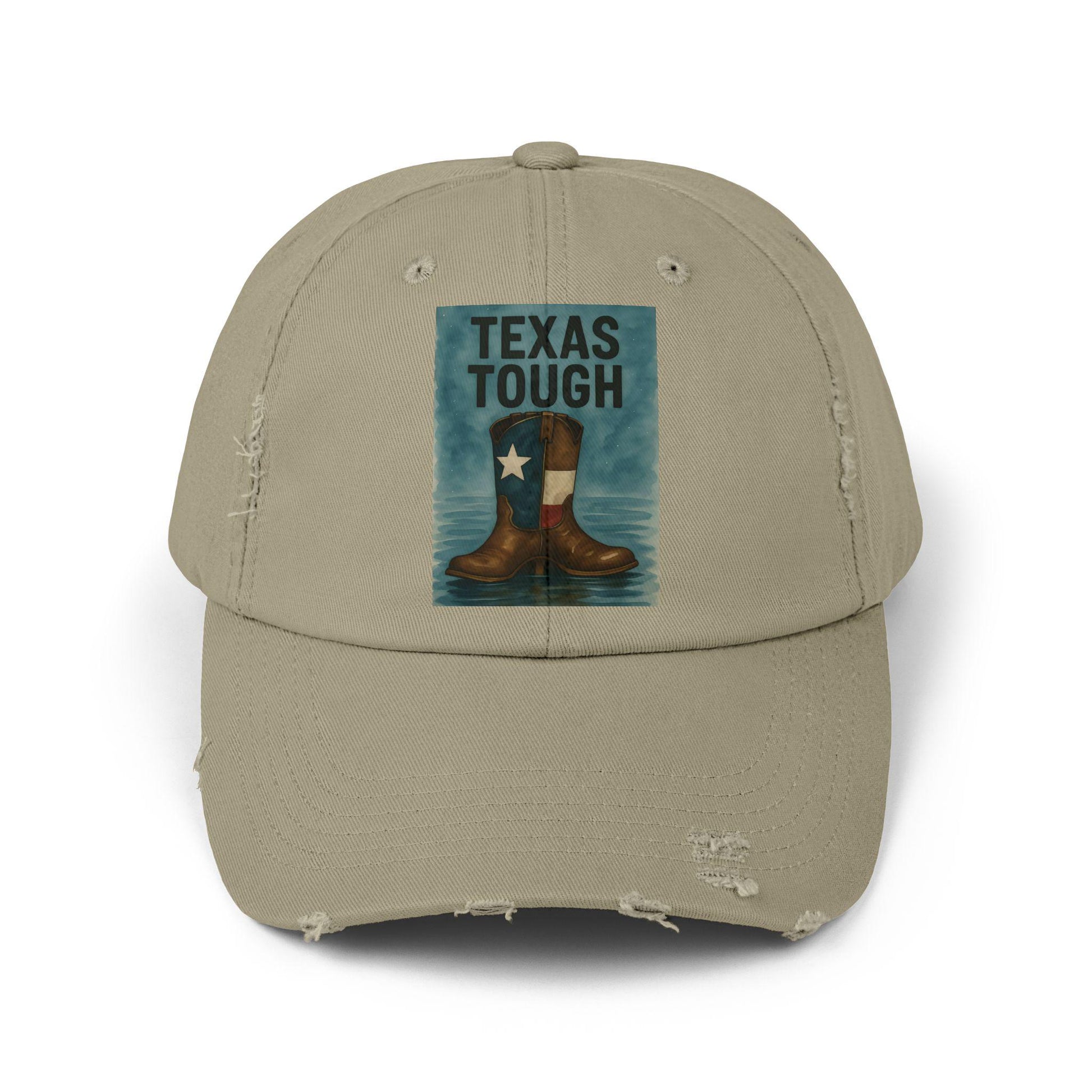 Distressed Texas Cowboy Boots Cap: Unisex Baseball Hat, Texas Flood Support