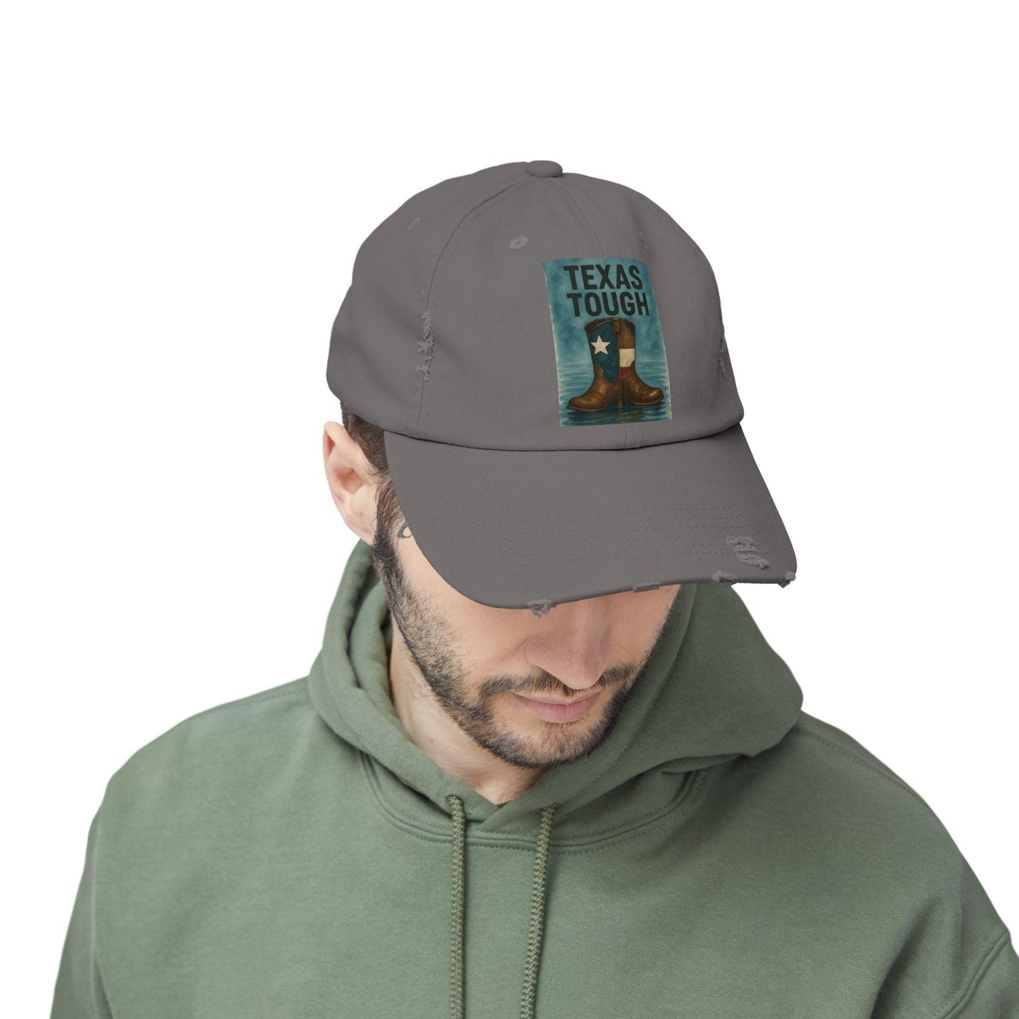 Distressed Texas Cowboy Boots Cap: Unisex Baseball Hat, Texas Flood Support