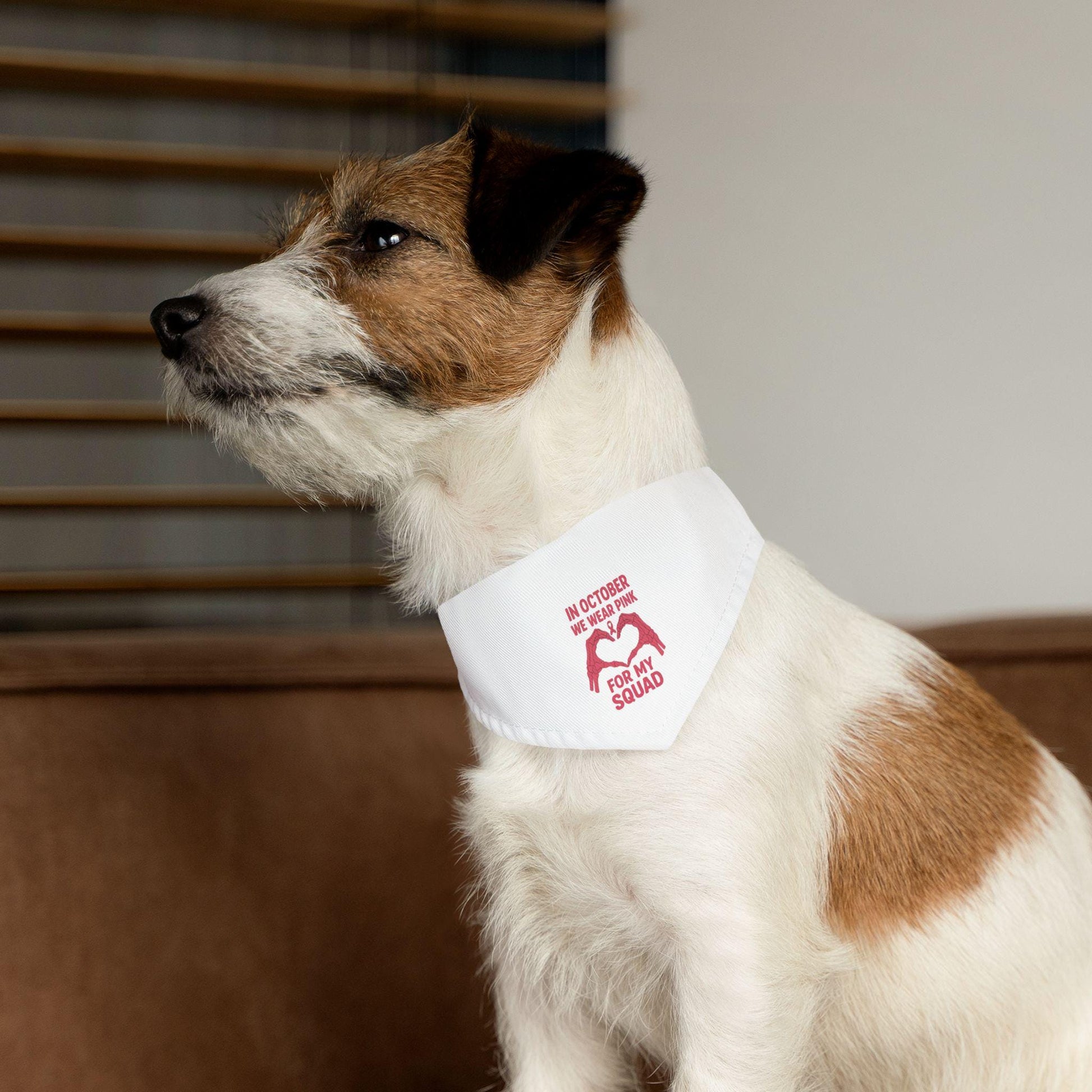 Breast Cancer Awareness Pet Bandana: Stylish Polyester Dog Collar