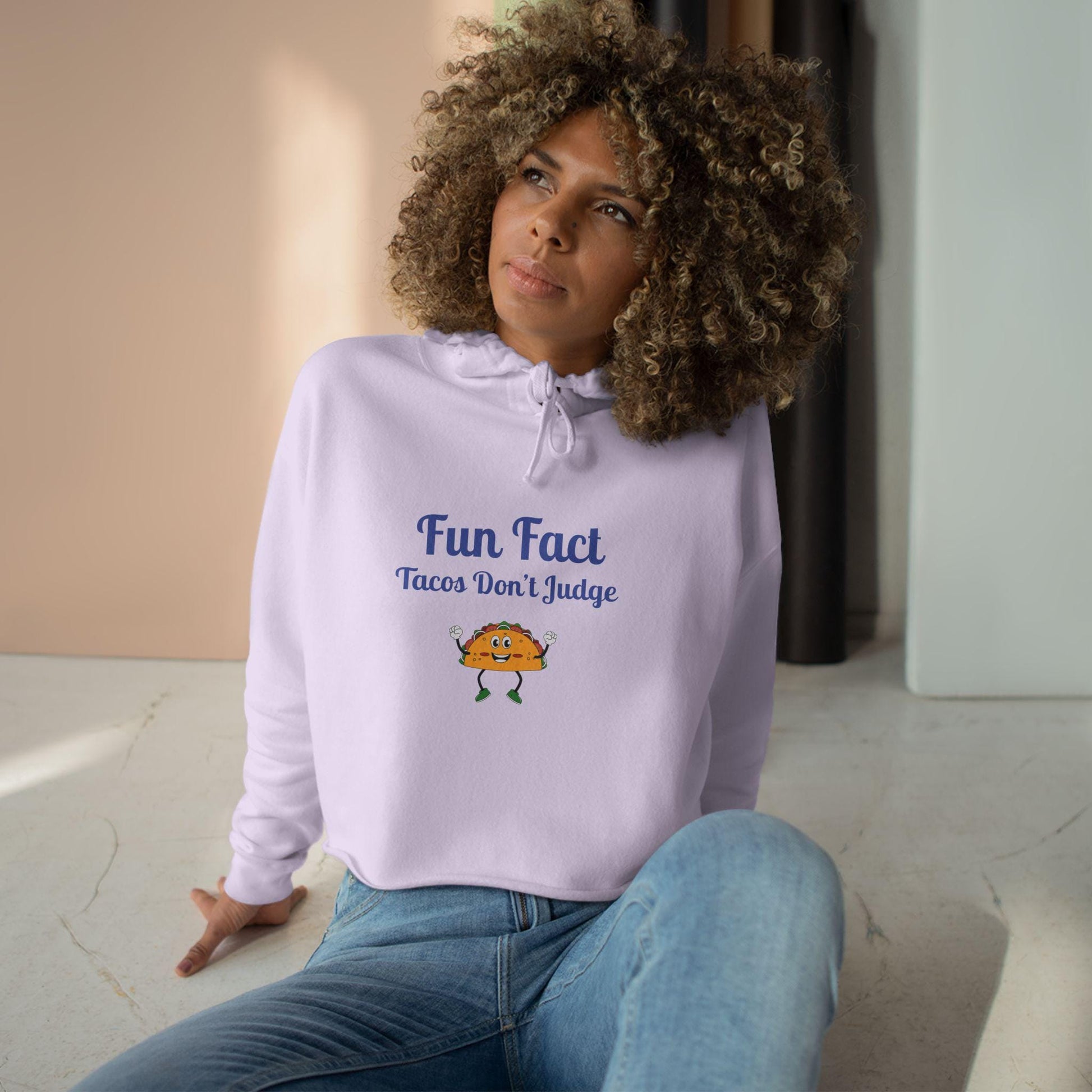 Funny Crop Hoodie: "Tacos Don't Judge" - Foodie Gift