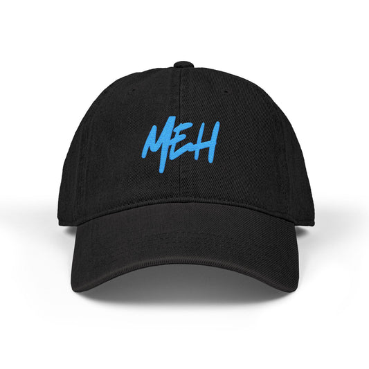 Embroidered 'MEH' Denim Hat: Casual Trendy Accessory