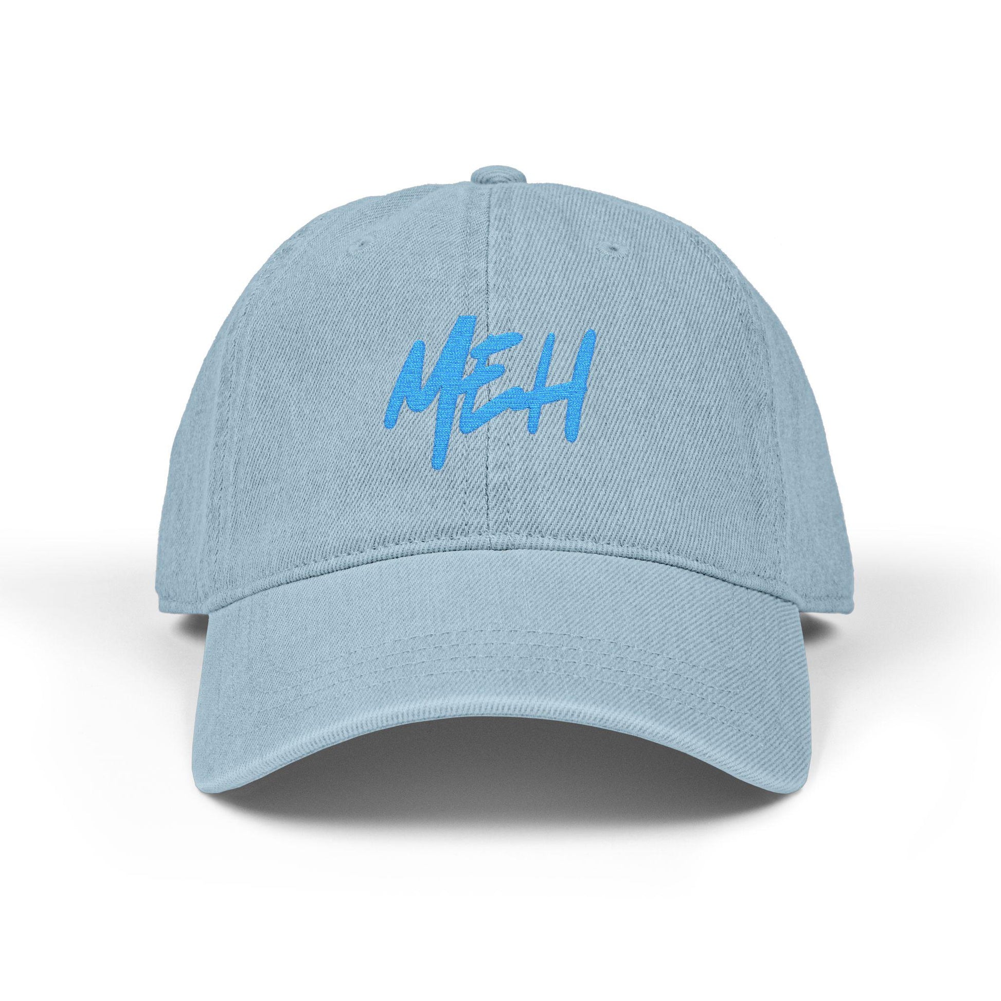 Embroidered 'MEH' Denim Hat: Casual Trendy Accessory