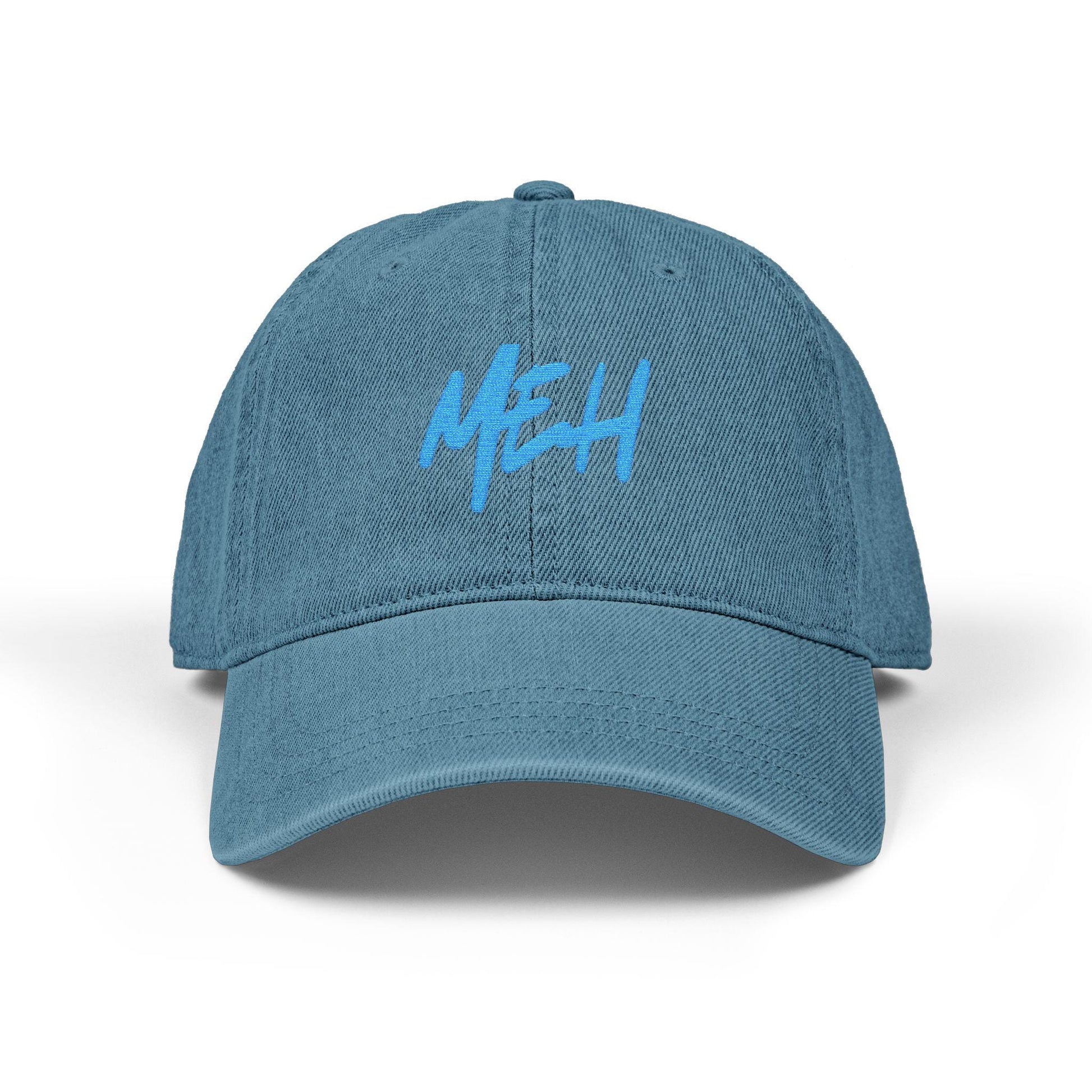 Embroidered 'MEH' Denim Hat: Casual Trendy Accessory