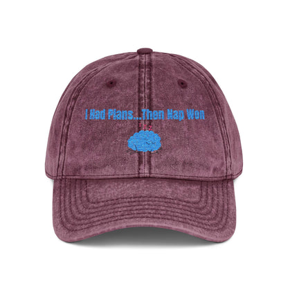 Embroidered Baseball Cap: I Had Plans and then Nap Won - Vintage Snapback